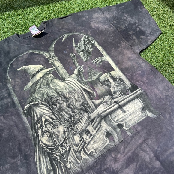VTG 00’s / Y2K Deadstock The Mountain Dragon Wizard Black Dyed Tee - Picture 4 of 5